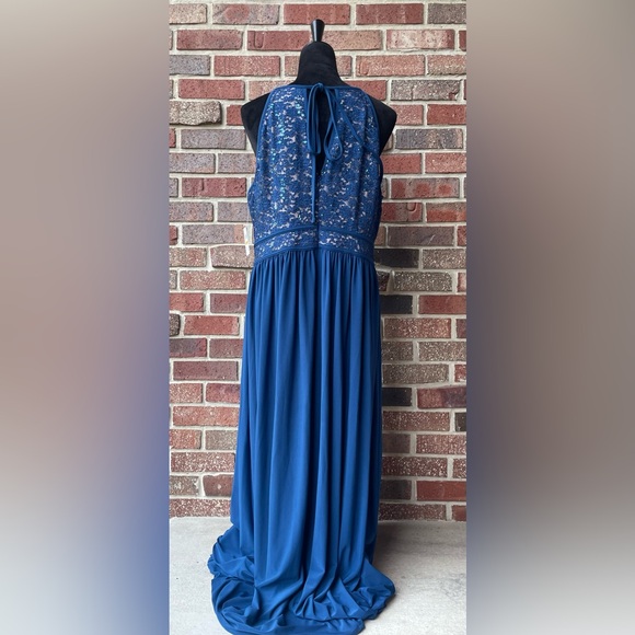NW Woman Plus Size  16W Peacock Nude Blue  Gown Dress Sequins Sleeveless NWT - Picture 6 of 13